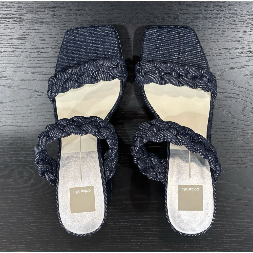 Dolce Vita Women's Chunky Platform Braided Mule Sandals Denim Heel Block Sz 10 - Picture 3 of 5